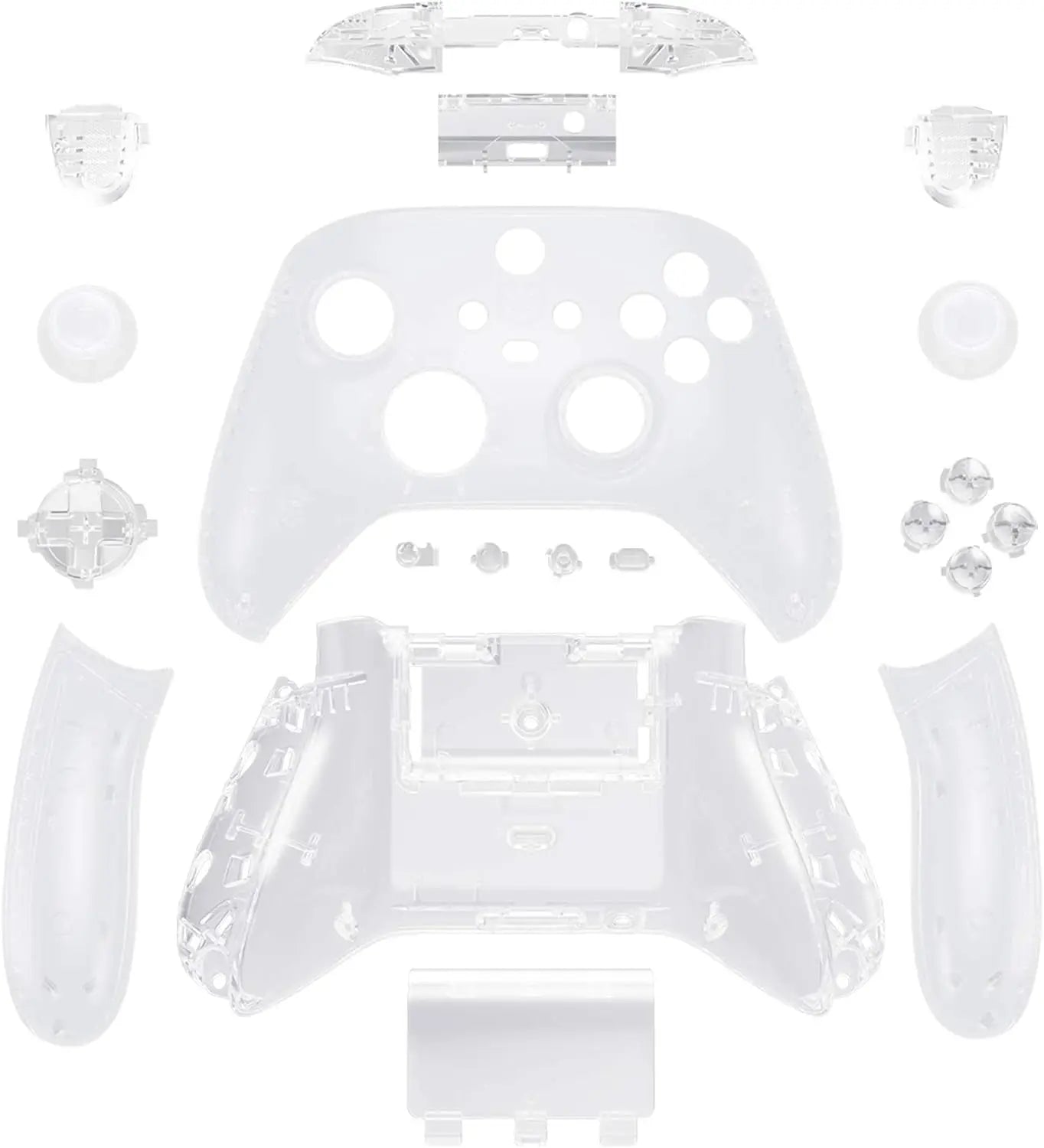 For Xbox Series S & Xbox Series X X/S Controller Transparent Clear Full Set Housing Shell Case Plate Cover Replacement w/Buttons