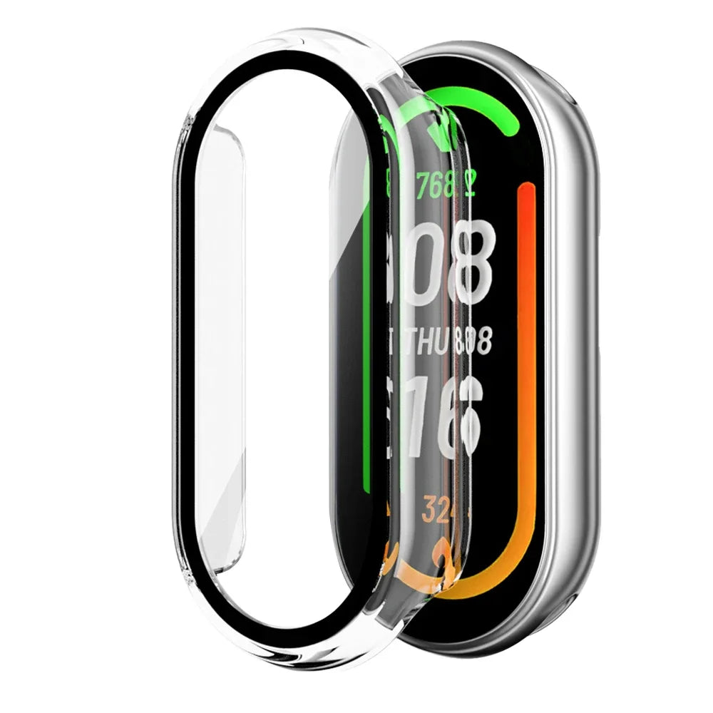 For Xiaomi Mi Band 9 Hard PC Case Tempered Glass Integrated Protector Full Coverage Protective Cover Smartband Accessories