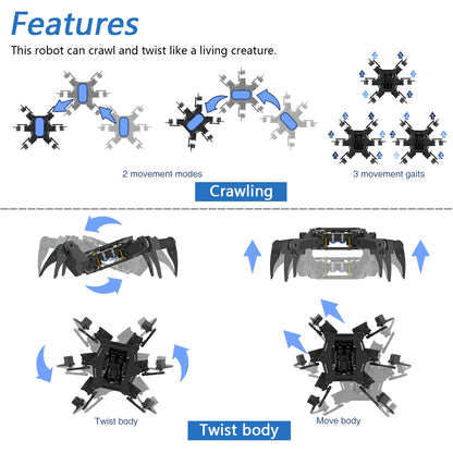 Freenove Hexapod Robot Kit for Arduino, App Remote Control, Walking Crawling Twisting Servo STEM Project