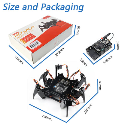 Freenove Hexapod Robot Kit for Arduino, App Remote Control, Walking Crawling Twisting Servo STEM Project