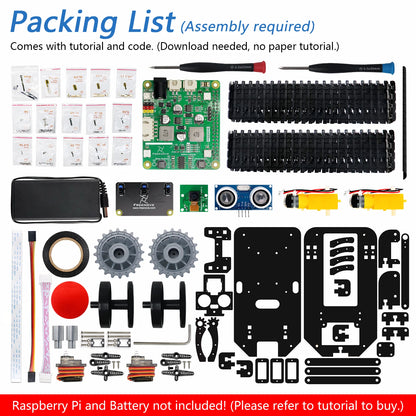 Freenove Tank Robot Kit for Raspberry Pi 5 4 B 3 B+ Zero 2 W, Crawler Chassis, Grab Objects, Ball Tracing, Line Tracking, App