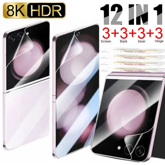 Full Coverage Front+Back+Hinge Soft TPU Hydrogel Films Protection For Samsung Galaxy Z Flip 6 Flip6 Screen Protector Not Glass