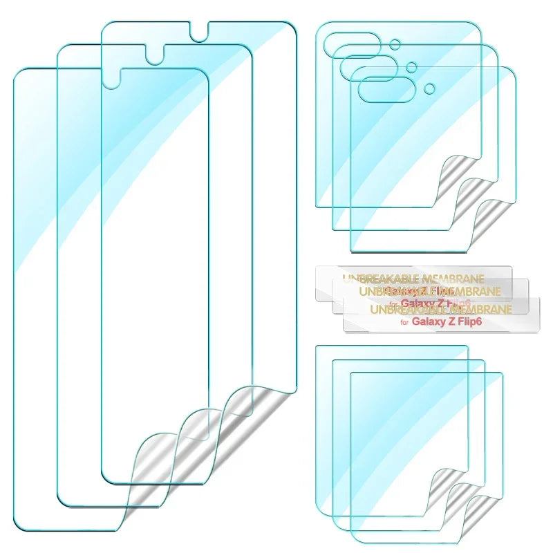 Full Coverage Front+Back+Hinge Soft TPU Hydrogel Films Protection For Samsung Galaxy Z Flip 6 Flip6 Screen Protector Not Glass