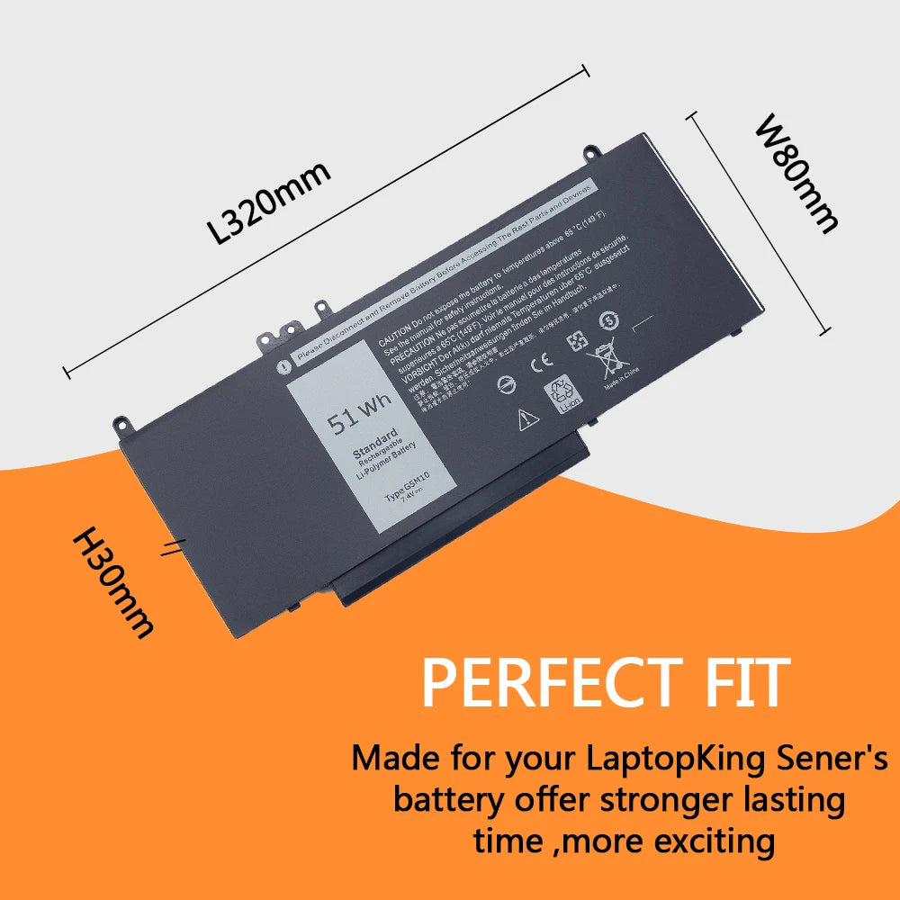 PC G5M10 Laptop Battery For Dell Latitude E5250 E5450 E5550 7.4V 51WH