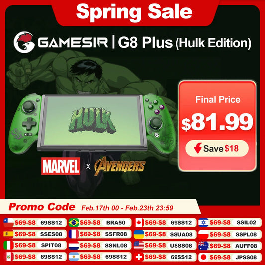 Gamesir G8 Plus Hullk Marvel Limited Edition Wireless Mobile Gaming Controller Gamepad for Nintendo Switch Tablet Smart Phone PC