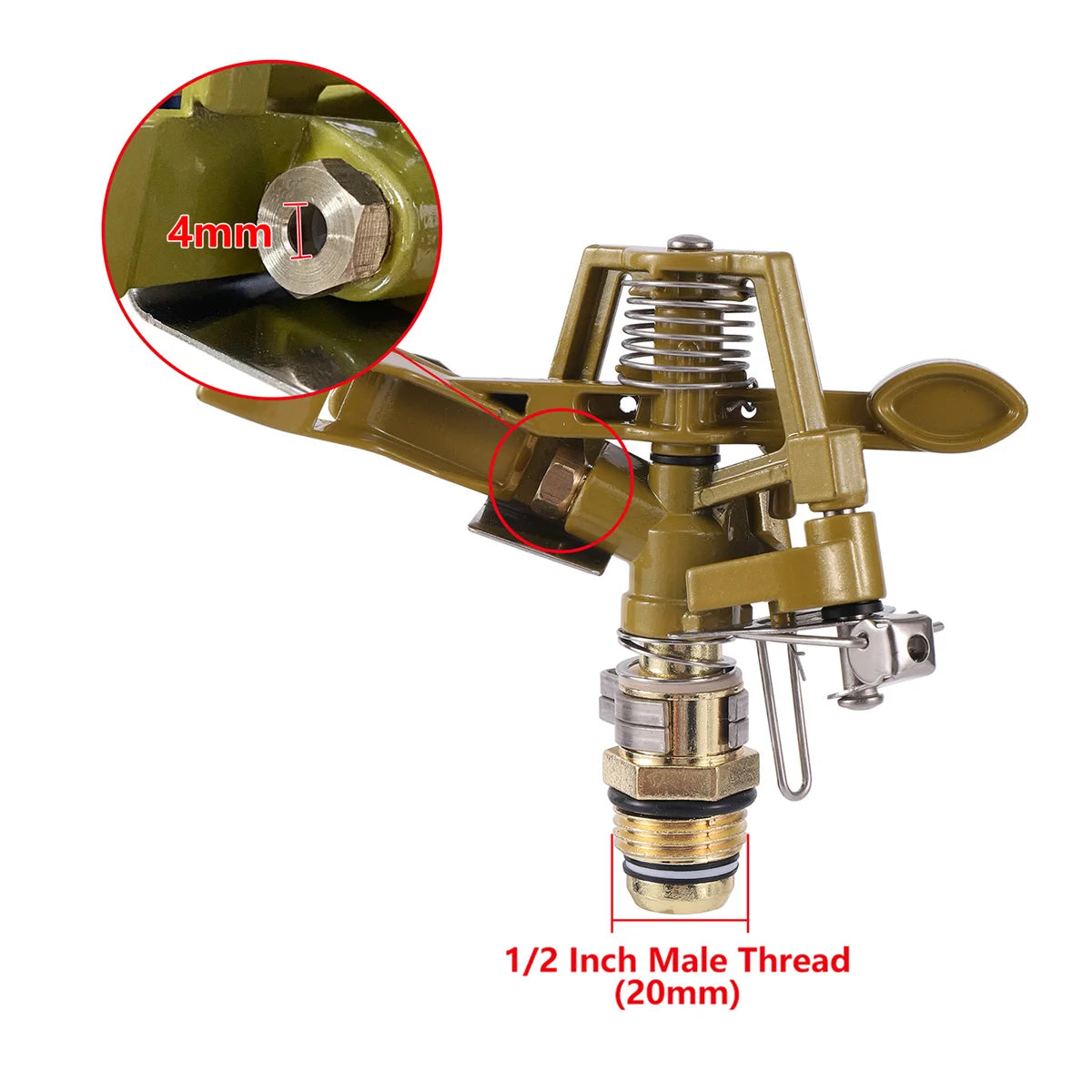 Garden Rotating Rocker Impact Sprinkler 1/2" Male Thread Adjustable Brass Lawn Field Watering Adjustable Nozzle Irrigation Tools