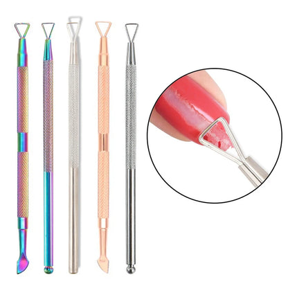 Gel Polish Remover Cleaner Nail UV Gel Remover Culticle Pusher Dead Skin Removing Stainless Steel Stick Rod Manicure Nails Tool