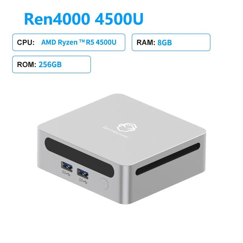 PCGenMachine AMD Ryzen5 4500U New Mini PC AMD GPU Windows 11 DDR4 8GB RAM +