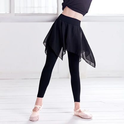 Girls Ballet Dance Pants Modal Gymnastics Practicing Ballet Leggings Fitness Pants Lyrical Chiffon Skirts  Children