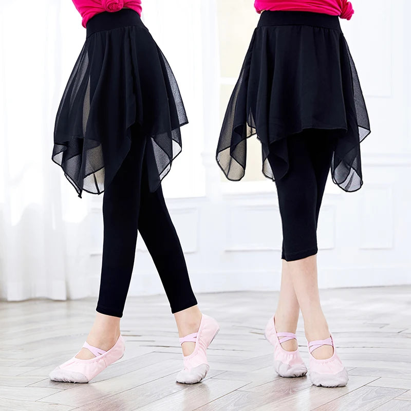 Girls Ballet Dance Pants Modal Gymnastics Practicing Ballet Leggings Fitness Pants Lyrical Chiffon Skirts  Children