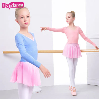 Girls Ballet Sweaters Kids Soft Acrylic Leotards Coat High Waist Knitted Cardigan Sweater  Kids