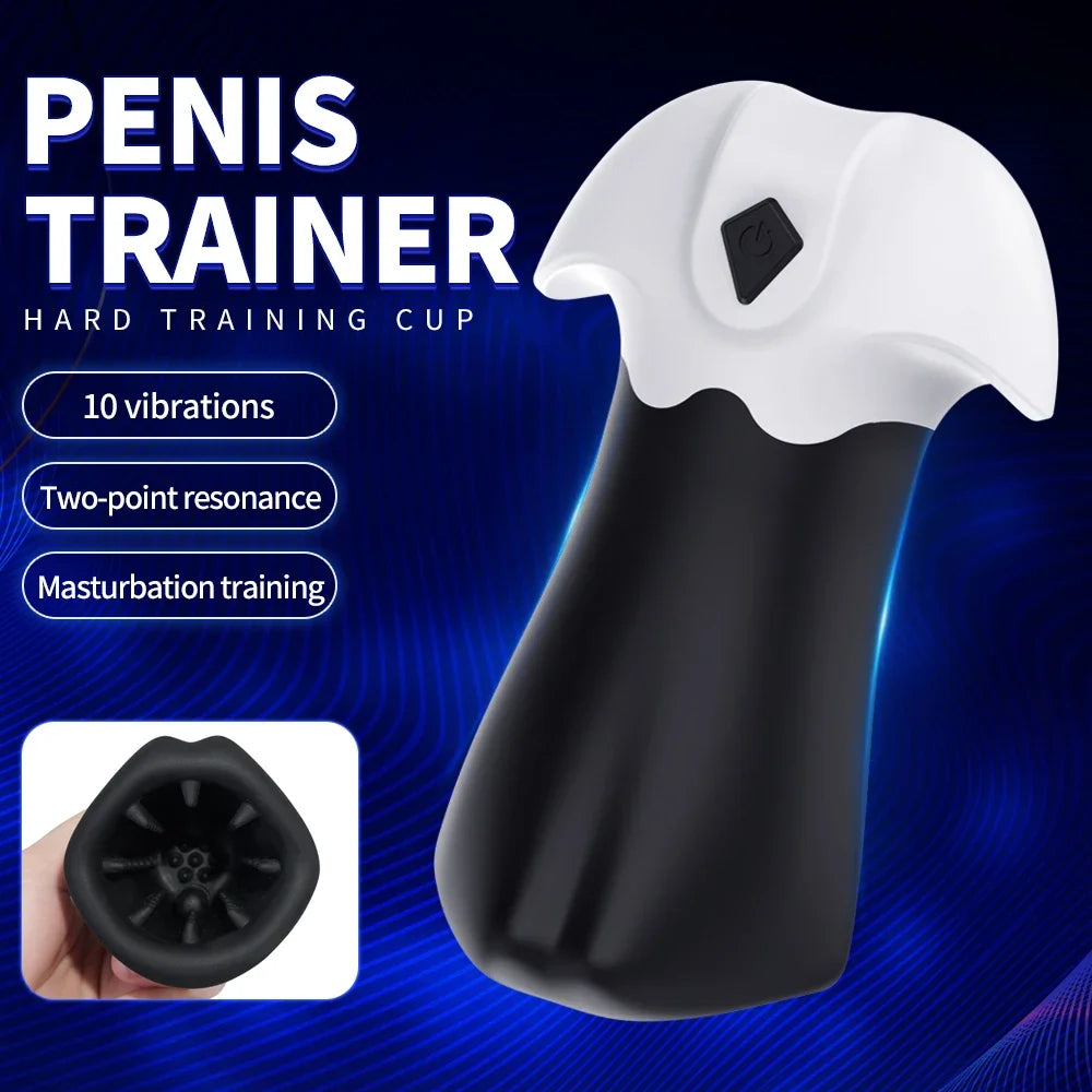 Glans Exerciser Masturbation Cup Vibration Cup Penis Hyposensitization Massager Blowjob Pocket Pussy Sex Toy  Men Flesh Light gtooza.com