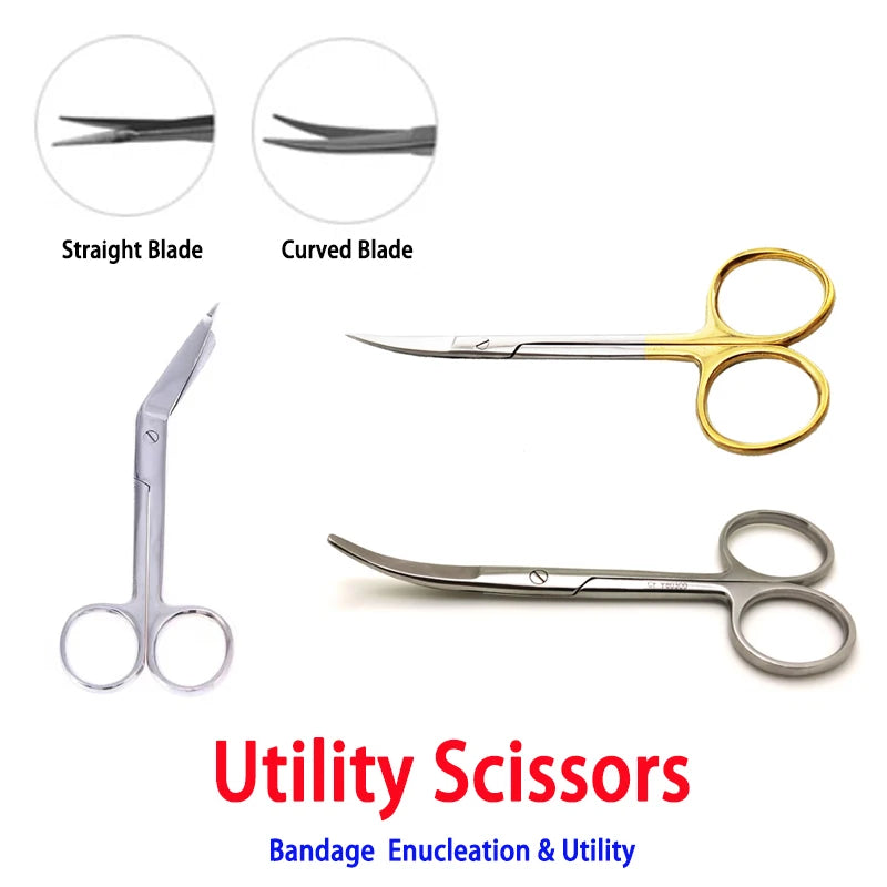 Golded Coated Ring Scissors Enucleation Dental Tools Dentistry Materials Ophthalmic Instruments Bandage Nursing