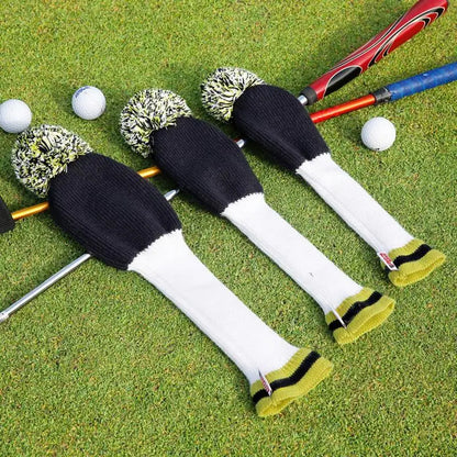 PC Golf Club Head Covers 3pcs Knit Headcover Soft Protection Long Neck Golf