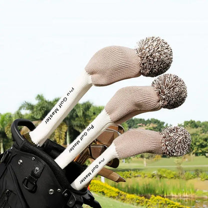 PC Golf Club Head Covers 3pcs Knit Headcover Soft Protection Long Neck Golf