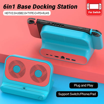 Gopala Cute New Style 6in1 Multifunction Nintendo Switch Dock with 4K HDMI Cooling Fans  Nintendo Switch/Switch OLED