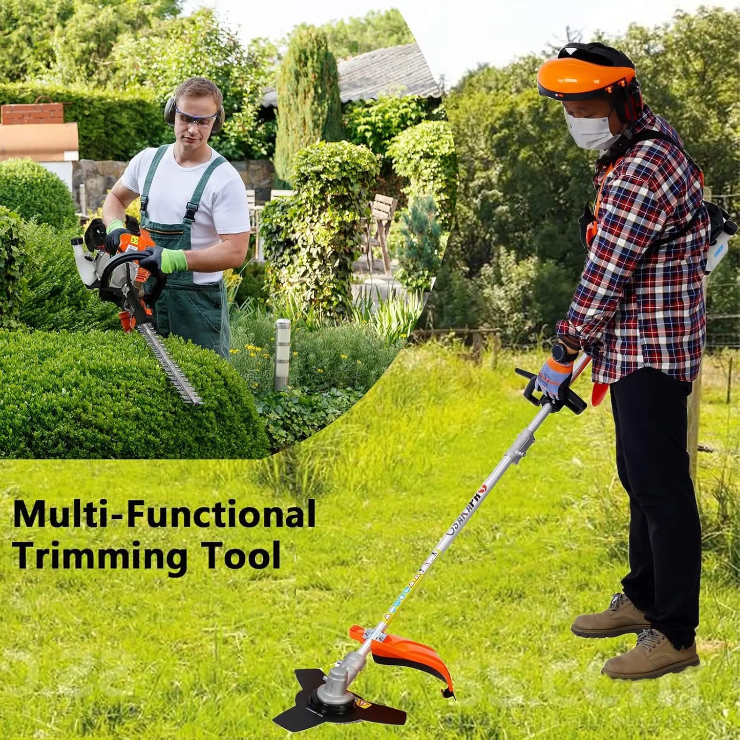 Grass Trimmer 63CC 4 in 1 Multi-Functional Trimming Tool, Gas Pole Saw Hedge Brush Cutter 2-Cycle Garden Lawn Tool Trimming