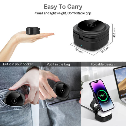 PC Customization W08i 15W Wireless Charger Foldable 3 in 1 Phone Charging Station Magnetic Stand  iPhone/Watch/AirPods