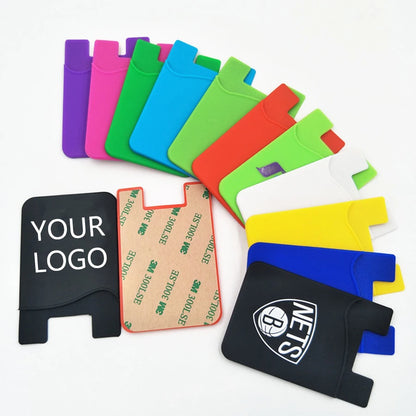 PC Custom Logo Printed Silicone Card Holder Phone Wallet with Stand Cell Phone Silicone Stand Card Holder wallet