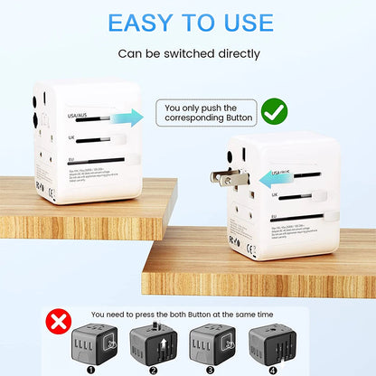 PC Worldplug Fast Wall Charger Plug Adapters Converter Worldwide 4 usb Universal Travel Power Adapter  Cell Phones Android