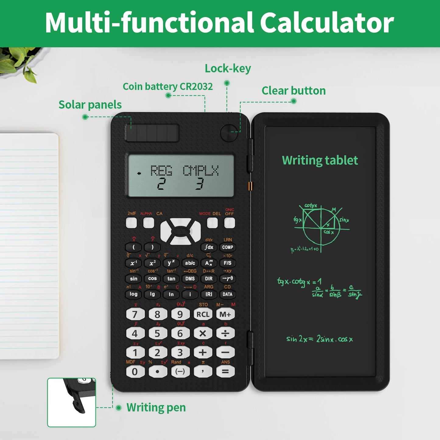 Calculatrice de bureau portable PCNEWYES avec tablette d'écriture LCD de 6,5 pouces pour O