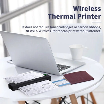 PCNewyes Portable Printer Wireless Laptop Travel A4 Thermal Paper Inkless P