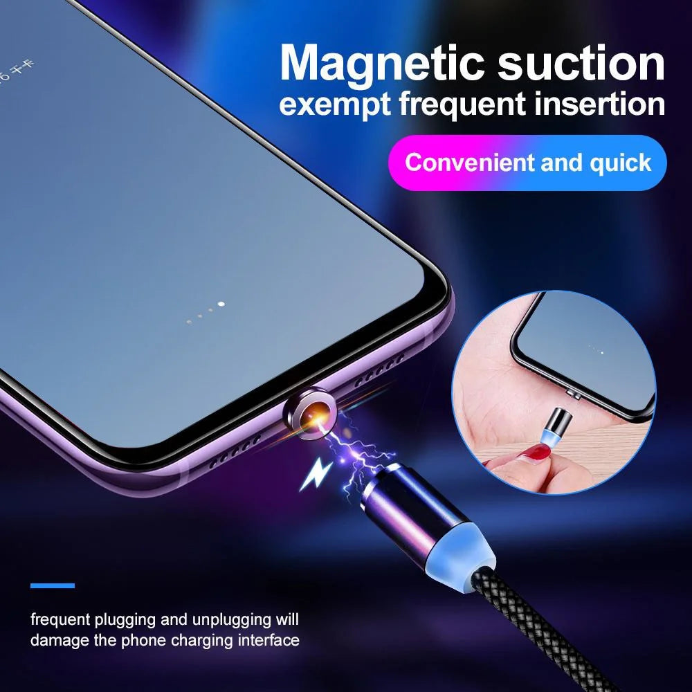 New Best Sellers 3 in 1 LED Magnetic Charging Cable for iPhone Samsung Andr