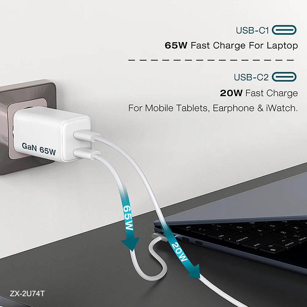 PC Custom Logo Charger Head 20w 25w 30w 35w 45w 65w 100w 120w 240w Portable Phone Charger  iphone charger fast charge type c