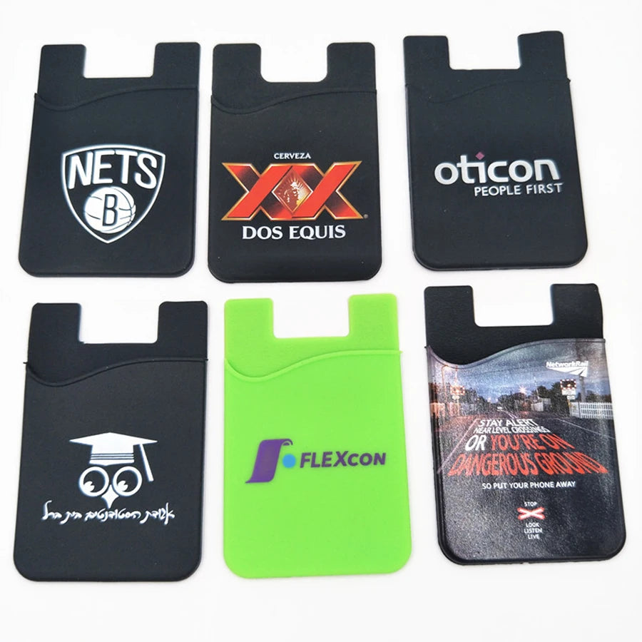 PC Custom Logo Printed Silicone Card Holder Phone Wallet with Stand Cell Phone Silicone Stand Card Holder wallet