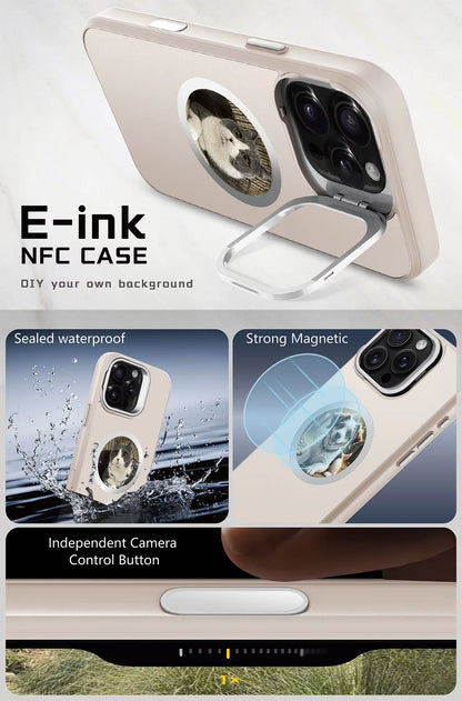 PC Fashion NFC Case Four Color E-ink Screen Display Smart DIY Phone Case with Wireless Magnetic For iPhone 16 Pro Max iPhone 16 Pro