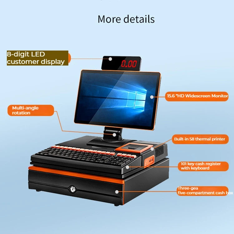 PCProfessional Custom 15.6 Inch Dual Touch Screen All in One Terminal Cash