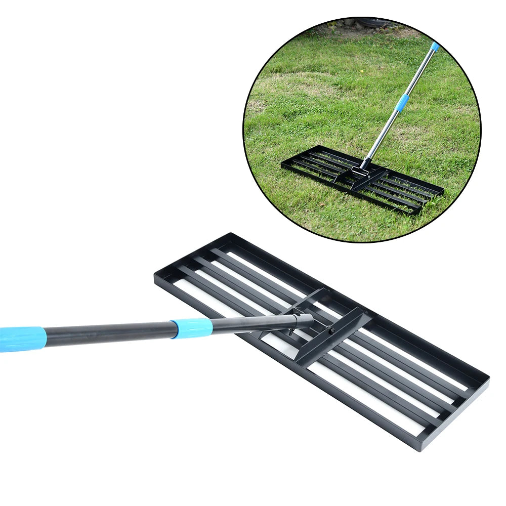 VERTAK soil lawn leveler 2m long handle heavy duty carbon steel garden lawn leveling rake with 5 section rod