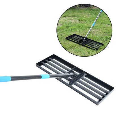 VERTAK soil lawn leveler 2m long handle heavy duty carbon steel garden lawn leveling rake with 5 section rod