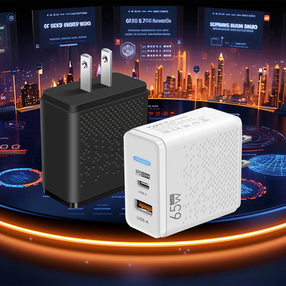 PC Custom 65W GaN 48W 12W LED 2 in 1 USB type C multifunction chargers adapters charger Type-C fast charging