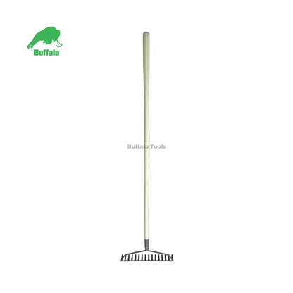 Buffalo PBR316L High Quality Lawn Home Garden Tools Metal Garden 16 Tines Rake with Wood Handle