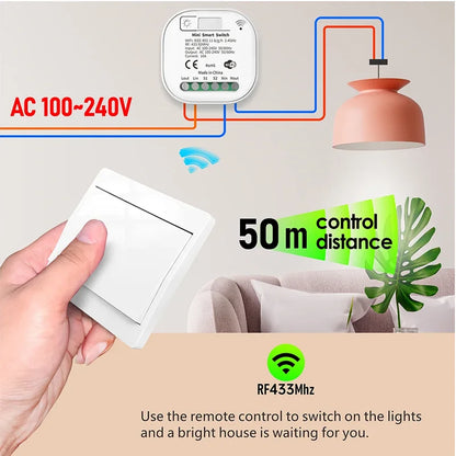 PC16A Tuya WiFi RF Smart Switch Wireless Self Powered Light Switch Wall Swi