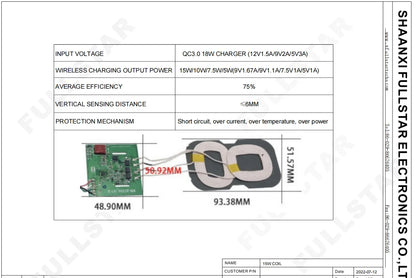 PC 5W 10W 15W Mobile Phone Wireless Charger PCBA Wireless Charging Module Qi Wireless Charging Coil