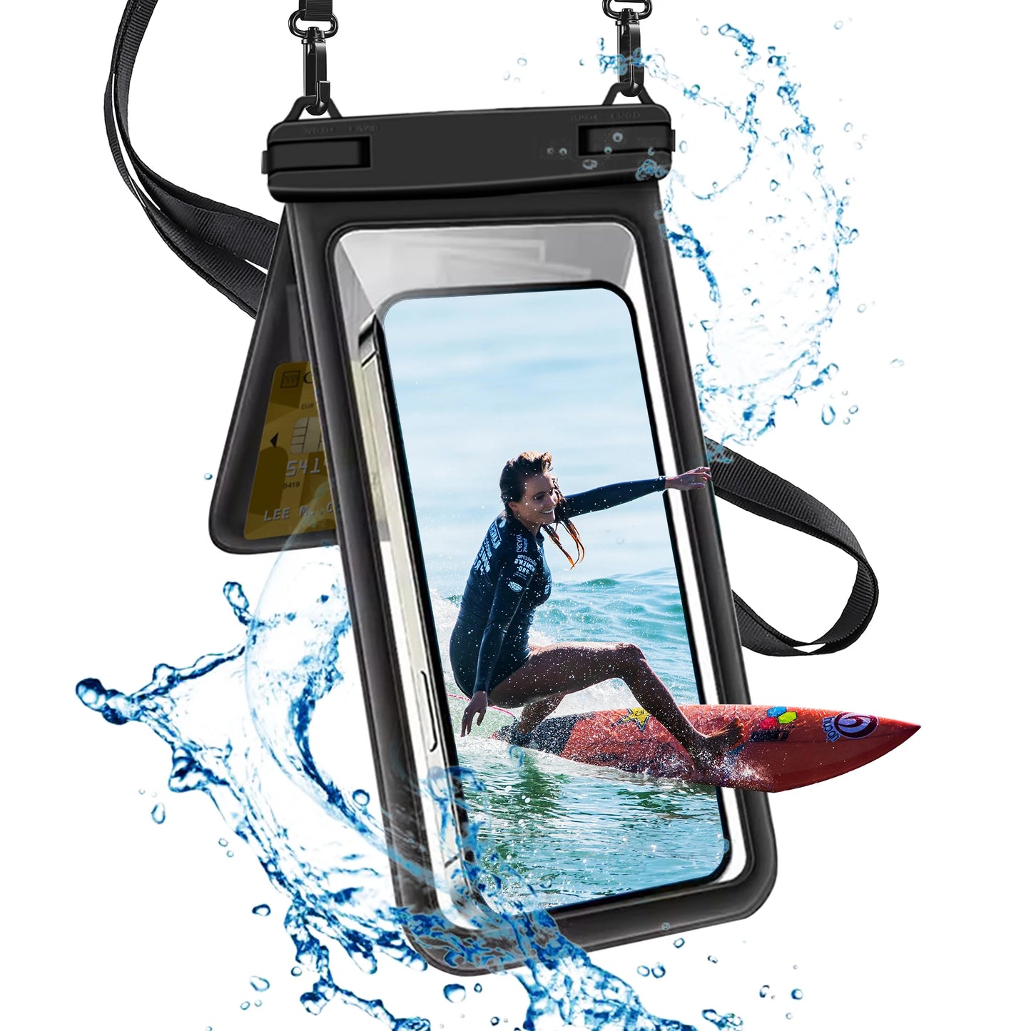 PC Waterproof Cell Phone Bag IPX8 Waterproof Mobile Phone Pouch Dual Storage Bag For Water Sports