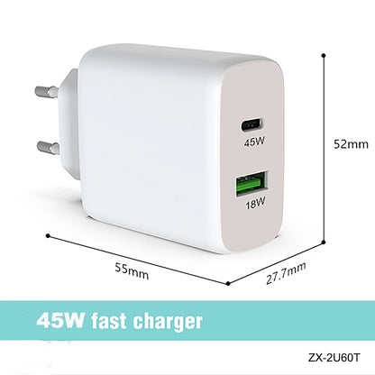 PC Custom Logo Charger Head 20w 25w 30w 35w 45w 65w 100w 120w 240w Portable Phone Charger  iphone charger fast charge type c