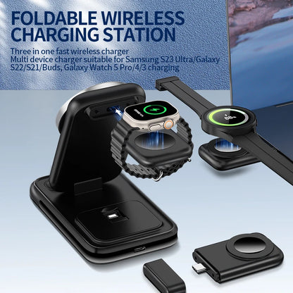 PC2024 Foldable Multifunction Chargers 4 in 1 wireless charger Qi Dropshipp