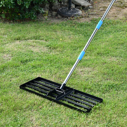 VERTAK soil lawn leveler 2m long handle heavy duty carbon steel garden lawn leveling rake with 5 section rod