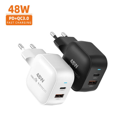 PC Vina High-Permance 48W USB-C Charger Smart 45W Fast Charger 20W Dual Port Wall Adapter iPhone Pro Max Compatible US Socket