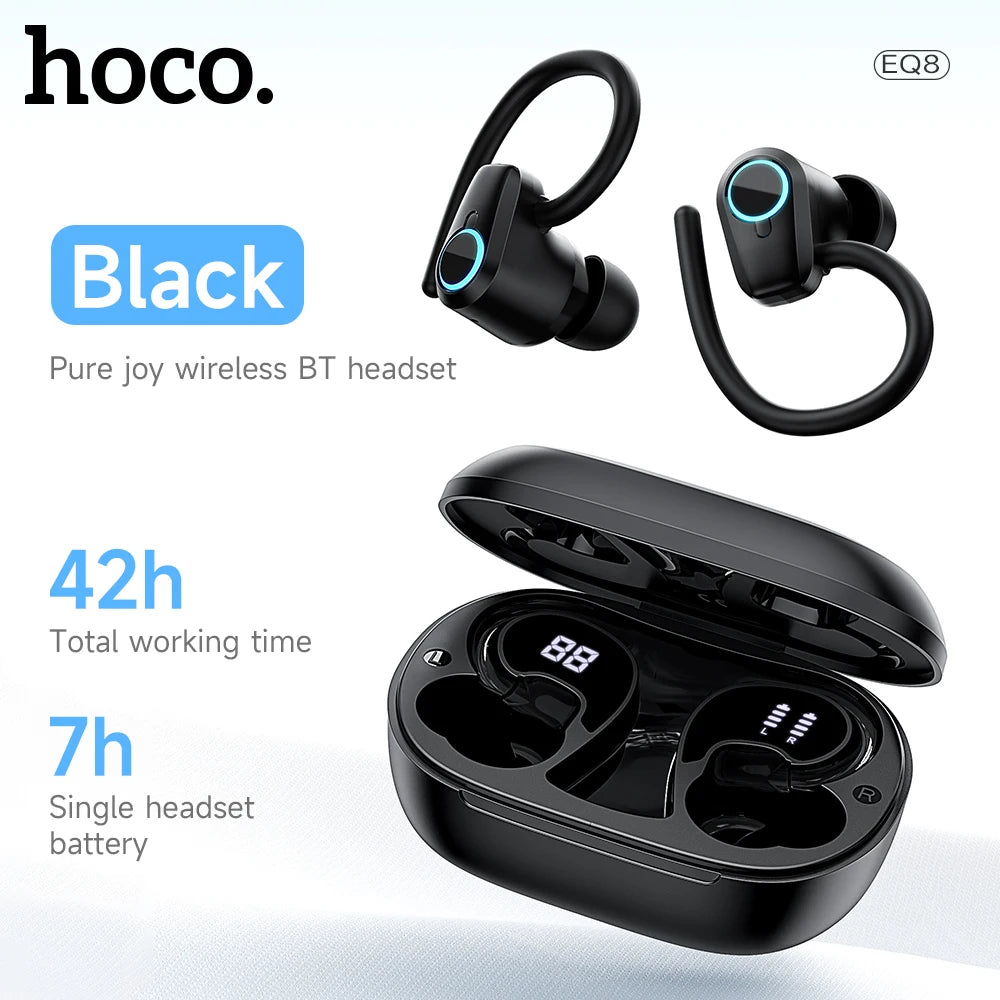 PCHOCO EQ8 Bluetooth 5.3 Wireless Earbuds LED Display Charging Box Sports H