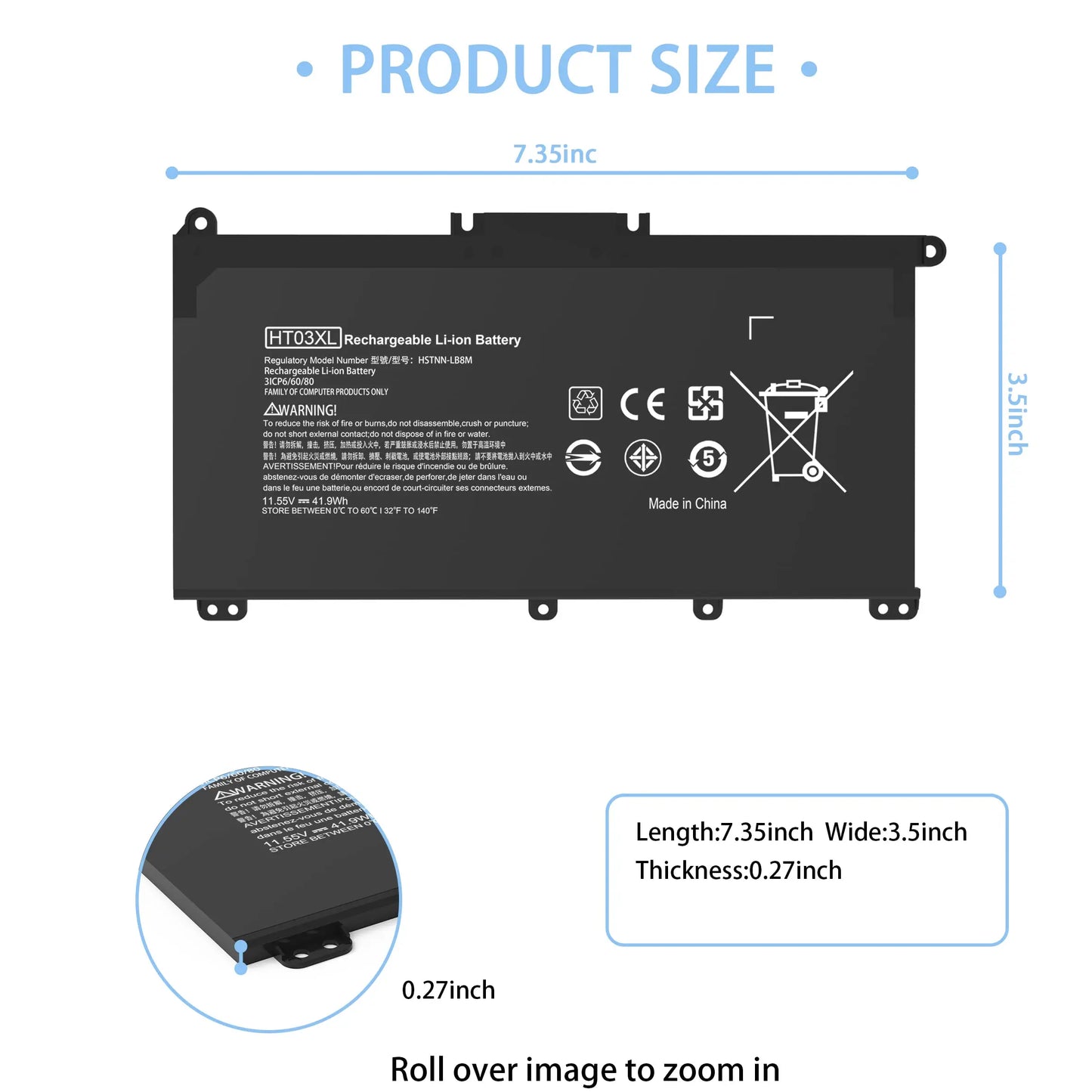 PC HT03XL Laptop Battery L11119-855  HP Pavilion 15-DA 15-DB 15-DW 15-CS 15-DY 17-by 17-CA 14-CE 14-CF 14-DF 14-DQ 14-DK Series