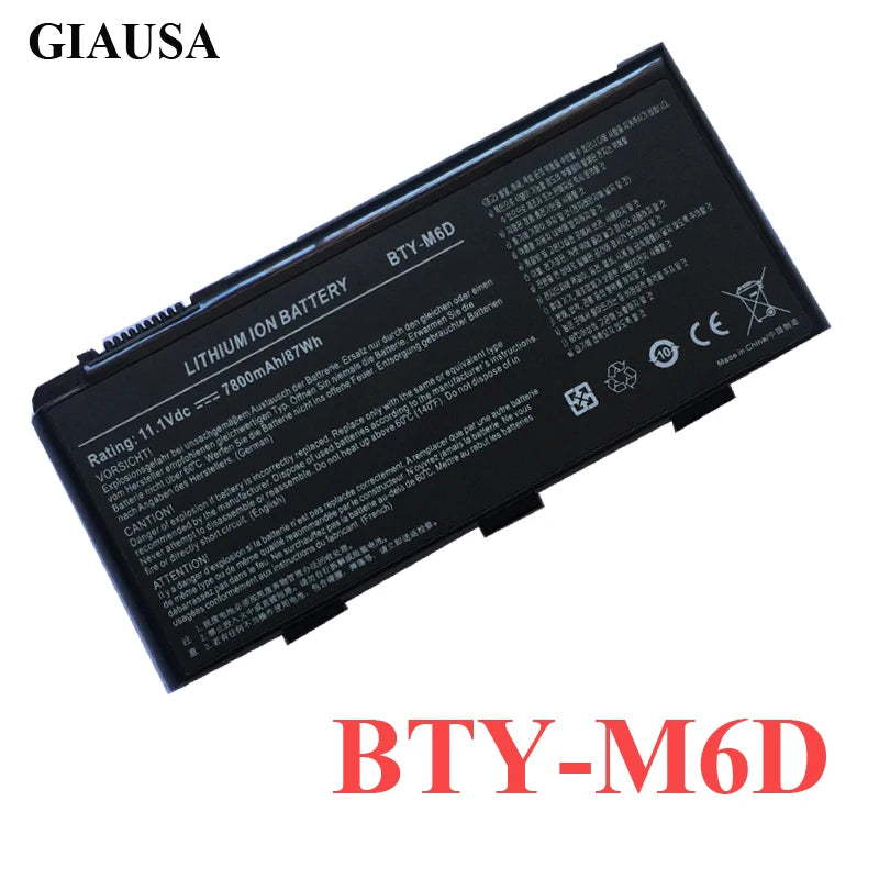 PC Genuine 7800Mah BTY-M6D Laptop Battery  MSI GT60 GT70 GX780R GX680 GX780 GT780R GT660R GT663R GX660 GT680R GT783R