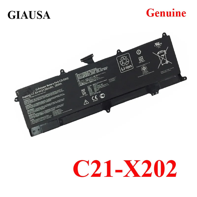 PC Genuine C21-X202 Battery  Asus VivoBook  S200 S200E X201 X201E X202 X202E S200E-CT209H S200E-CT182H S200E-CT1