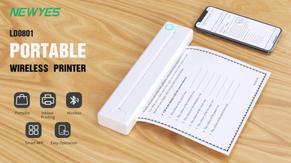 PCNewyes Portable Printer Wireless Laptop Travel A4 Thermal Paper Inkless P