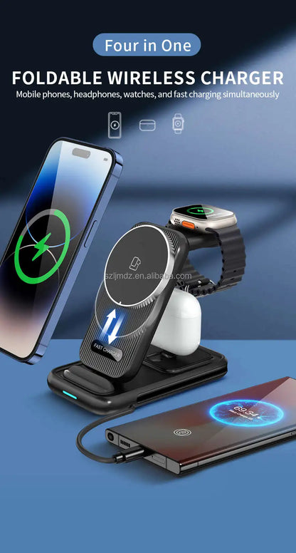 PC2024 Foldable Multifunction Chargers 4 in 1 wireless charger Qi Dropshipp