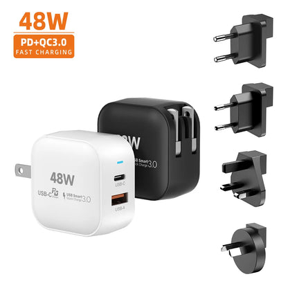 PC Vina High-Permance 48W USB-C Charger Smart 45W Fast Charger 20W Dual Port Wall Adapter iPhone Pro Max Compatible US Socket