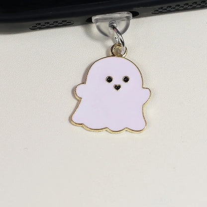 PC Halloween Cute Ghost Alloy Dustproof Plug, Dustproof Charging Port Cap Accessories Charming Phone Accessories Pendant